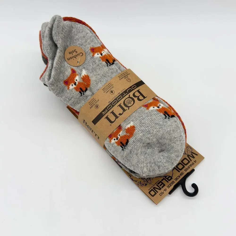Born Socks Fox 4 Pack Wool Blend Outdoor No Show Women’s Size 4-10 NEW